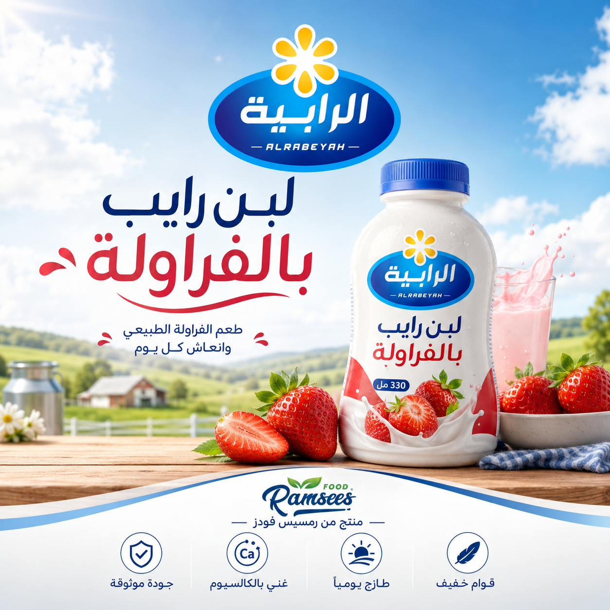 لبن رايب بالفراولة