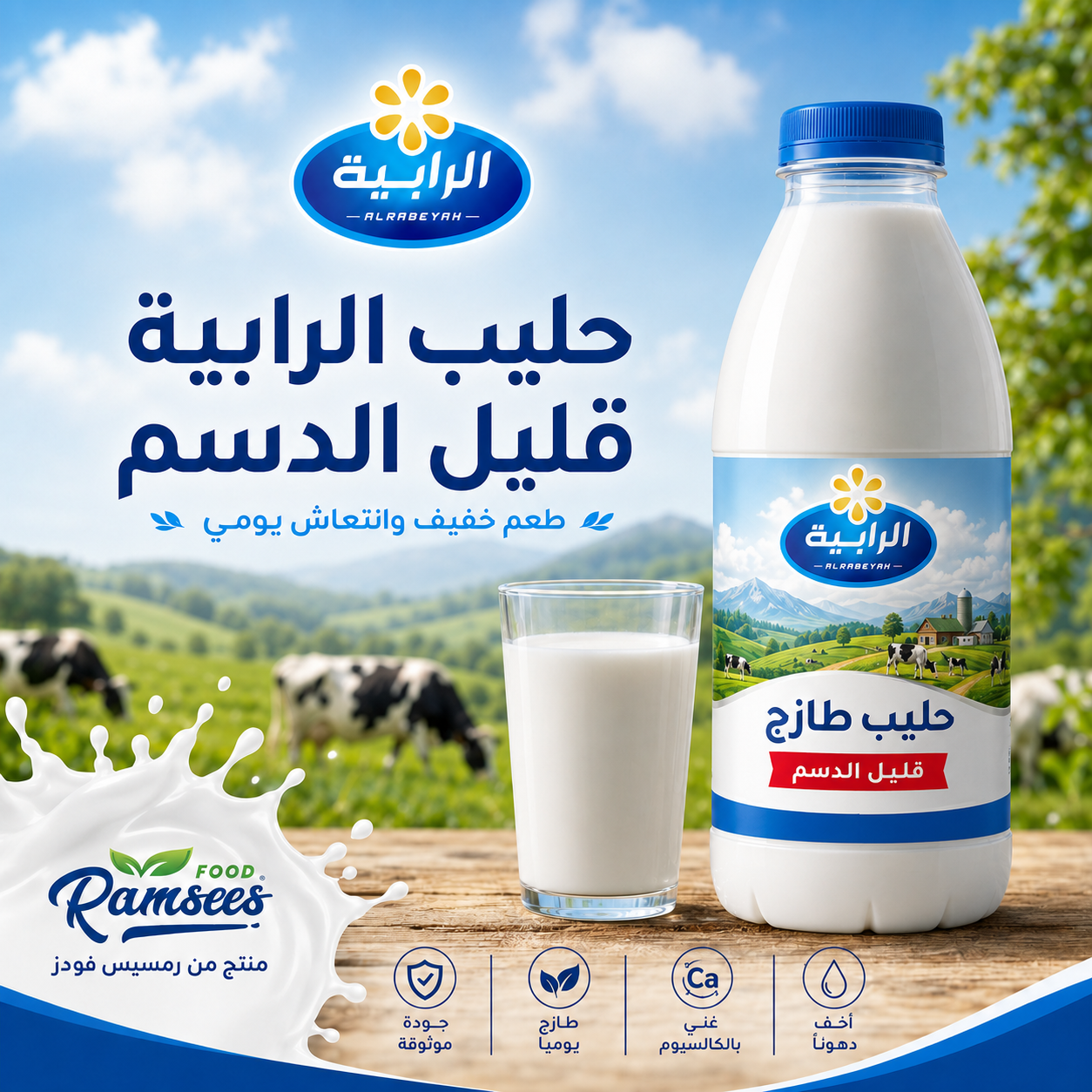 حليب طازج قليل الدسم