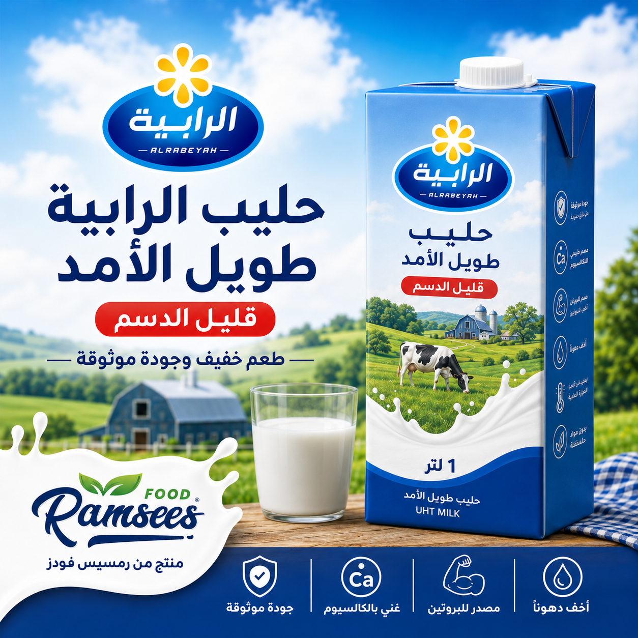 حليب طويل الأمد قليل الدسم 1لتر