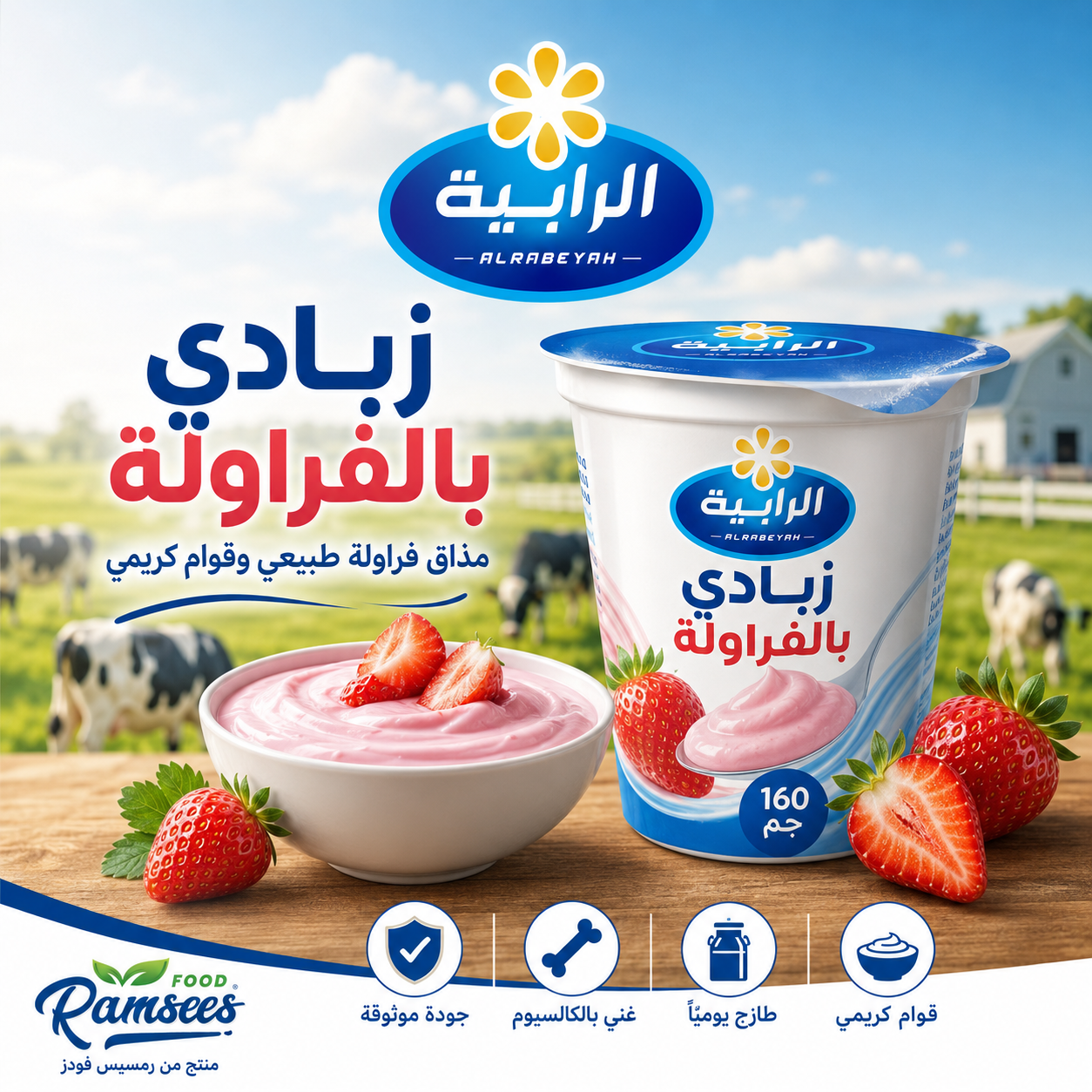 زبادي بالفراولة